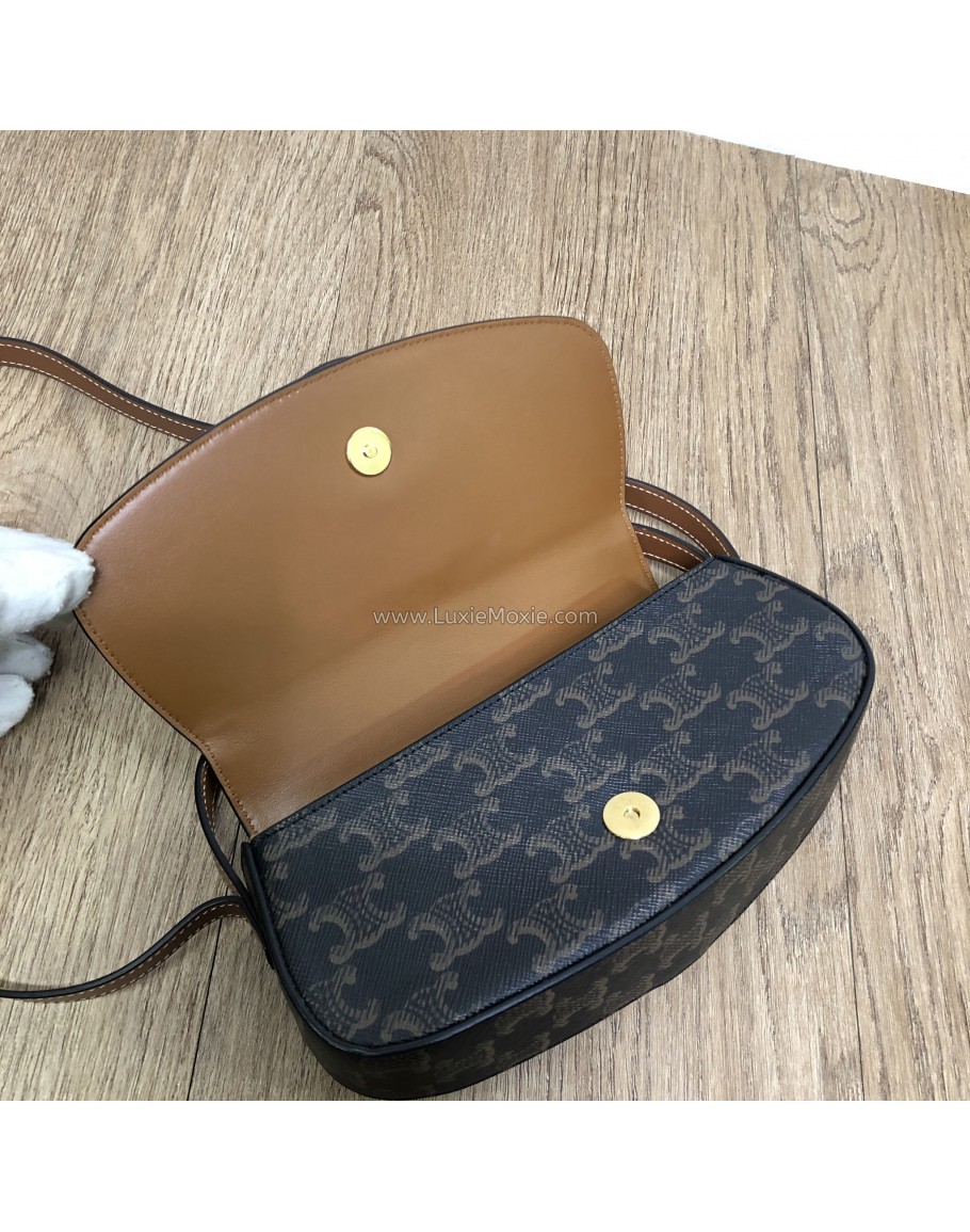 CELINE Clutch on Strap Tabou in Triomphe Canvas and Calfskin